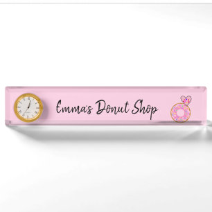 Porte-nom Nom Plaque Pink Donut Heart