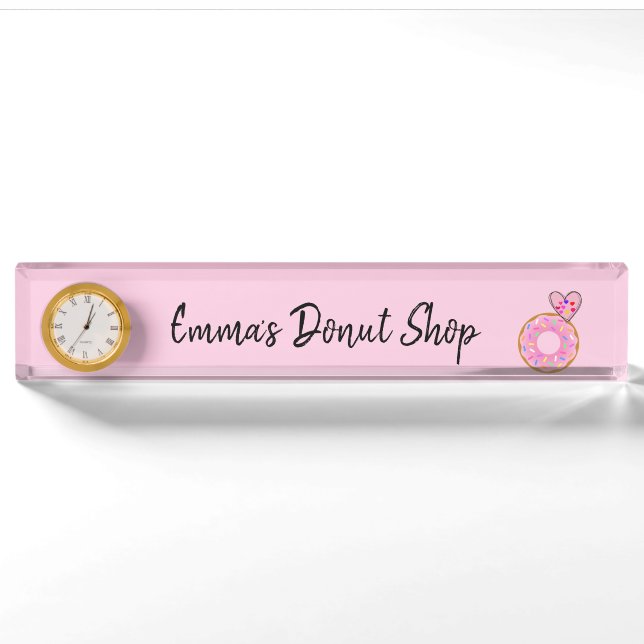 Porte-nom Nom Plaque Pink Donut Heart (Devant)