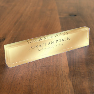 Porte-nom Nom professionnel de calligraphie de regard d'or