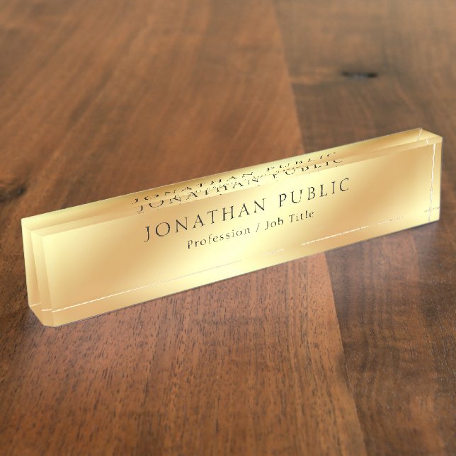 Porte-nom Nom professionnel de calligraphie de regard d'or (Taille)