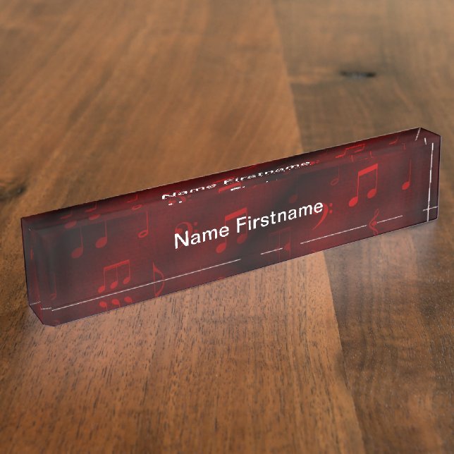 Porte-nom note de musique rouge plaque de nom du bureau (Taille)