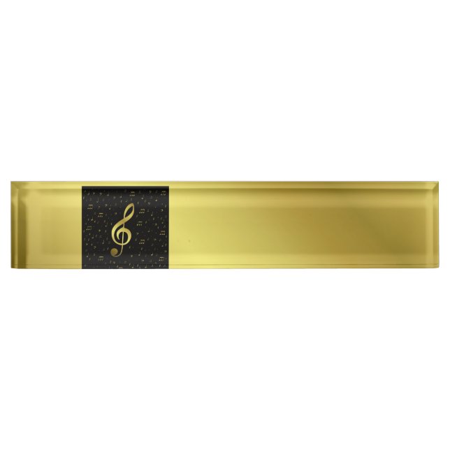 Porte-nom notes de musique or (Devant)