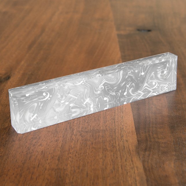 Porte-nom notes élégantes de musique argentée en gris (Taille)