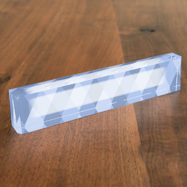 Porte-nom Nuances losange de bleu et motif d'hexagone (Taille)