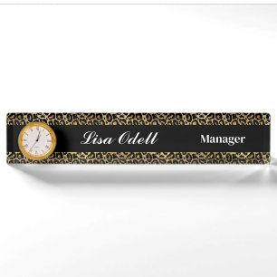 Porte-nom Numéro du bureau d'horloge personnalisé