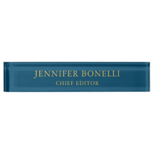 Porte-nom Ocean Blue & Gold Color tendance moderne plaine