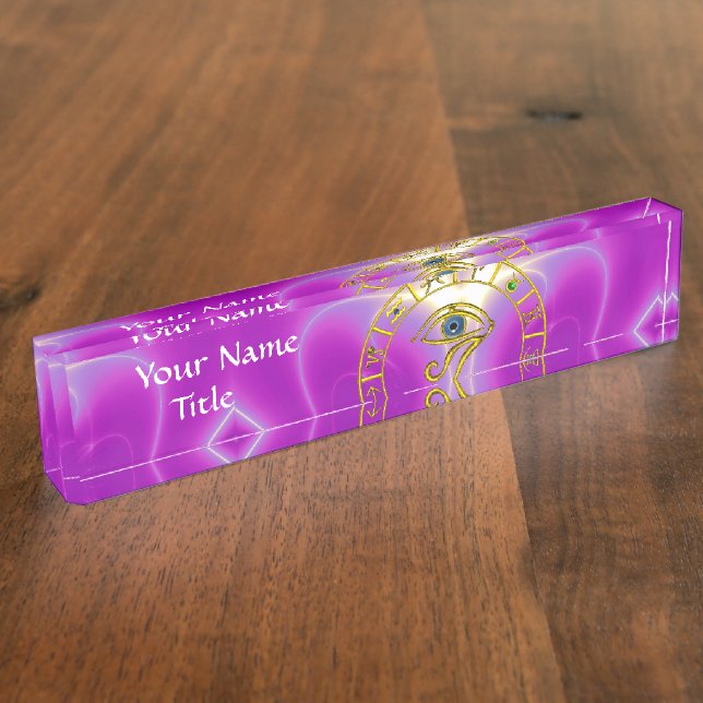 PORTE-NOM OEIL ASTRAL / SIGNES TALISMAN ET ZODIAC BLEUS (Taille)