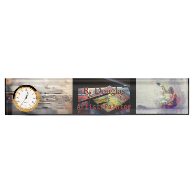 Porte-nom OEuvre d'art en toile créative acrylique pour prof (Devant)