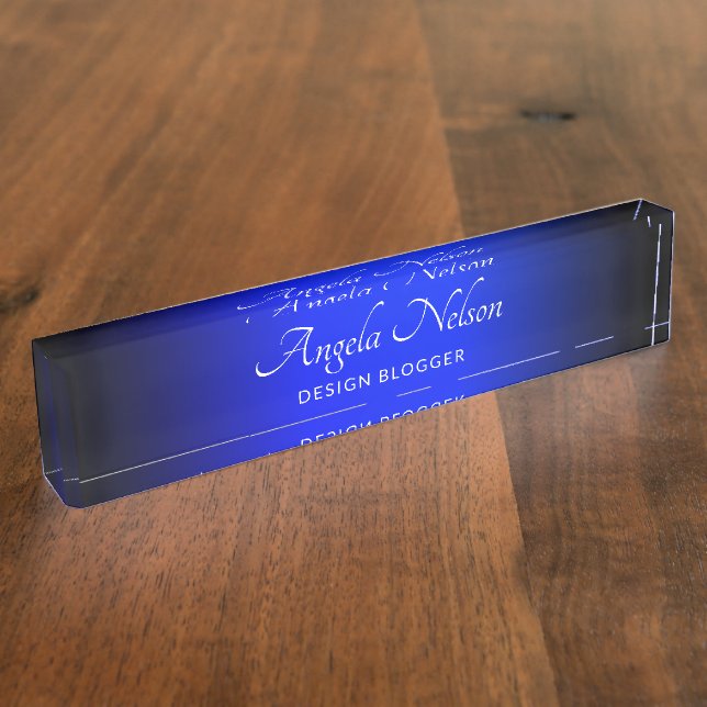 Porte-nom Ombre bleu noir et saphir (Taille)