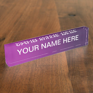 Porte-nom Ombre moderne et texte blanc modifiable