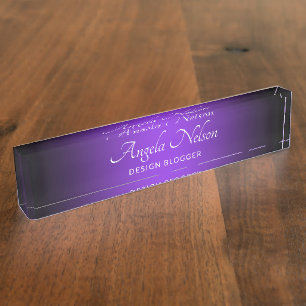 Porte-nom Ombre violet bleu bord noir