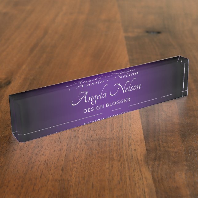 Porte-nom Ombre violette royale de bord noir (Taille)