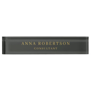 Porte-nom Onyx Couleurs Noir & Or Professionnel Minimaliste