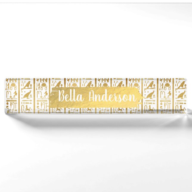 Porte-nom Or & blanc Egypte Glam Moderne Chic (Devant)