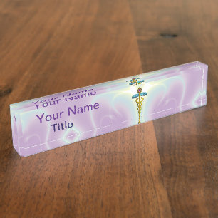 Porte-nom OR CADUCUS, bleu clair violet