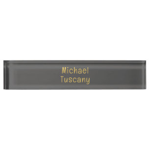 Porte-nom Or gris professionnel tendance minimaliste Texte p