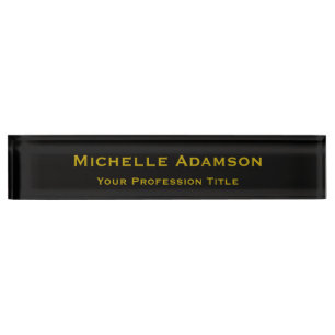 Porte-nom Or & Noir Couleur Professionnel Plain Moderne