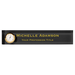 Porte-nom Or & Noir Couleur Professionnel Plain Moderne
