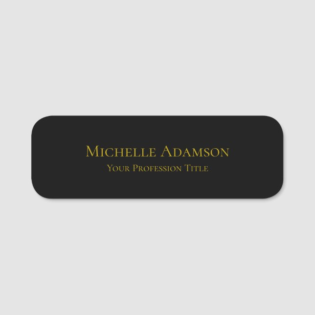 Porte-nom Or & Noir Couleur Professionnel Plain Moderne (Devant)