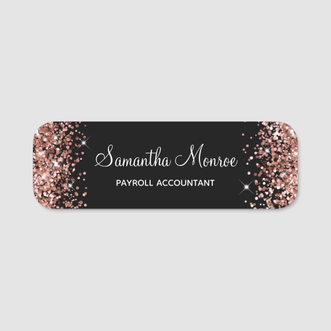 Porte-nom Or rose gold et noir (Devant)