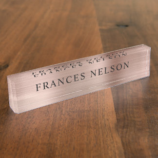 Porte-nom Or rose métallisé aspect typographie élégante seri
