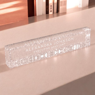 Porte-nom Or rose - Parties scintillant rose pâle Étincelle 