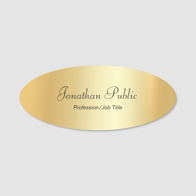 Porte-nom Ovale Élégante Ovale Élégante De Jeu D'Or Personna (Devant)