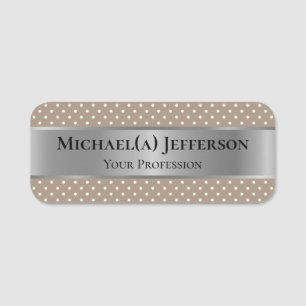 Porte-nom Paille Lumière Polka Brown Point Luxe Argent Métal