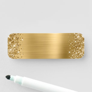 Porte-nom Pailleté Or Feuille Vierge