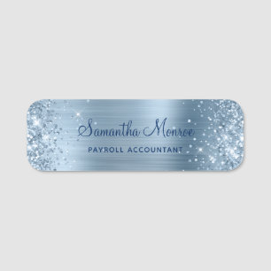 Porte-nom Paillettes Bleu Clair Brillantes