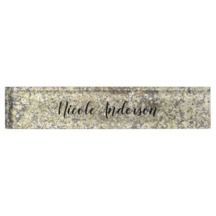 Porte-nom Paillettes dorées craquelent Moderne Chic Glamour