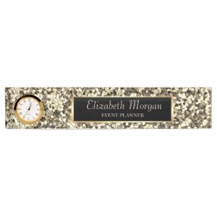 Porte-nom Paillettes dorées élégantes et stylées, cadre