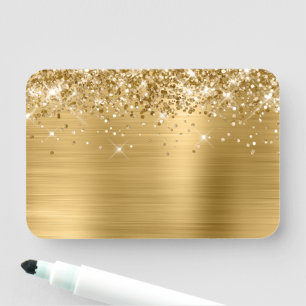 Porte-nom Paillettes dorées et feuille vierge