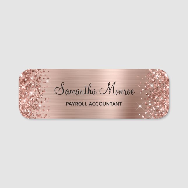 Porte-nom Paillettes Rose Gold Foil (Devant)