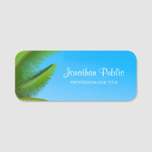 Porte-nom Palms Blue Sky Script manuscrit Modèle de texte