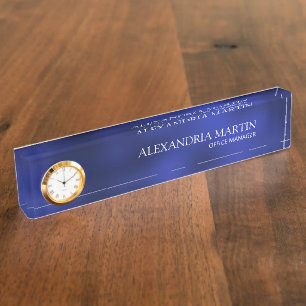 Porte-nom Panneau de bureau moderne bleu professionnel avec