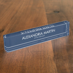 Porte-nom Panneau de bureau moderne et élégant bleu marine e