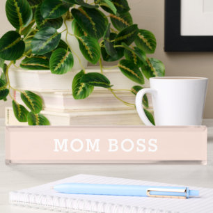Porte-nom Panneau de bureau Premium Mom Boss Peachy