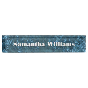 Porte-nom Panneau personnalisé de bureau bleu Foil