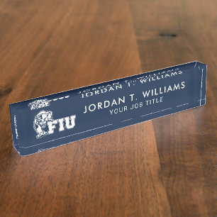Porte-nom Panthers de la FIU - Logo blanc