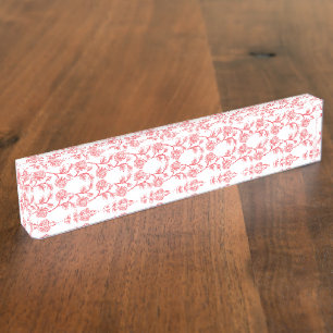 Porte-nom Papier d'emballage rouge et rose avec une répétiti