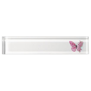 Porte-nom Papillon à fleurs avec Sakura rose