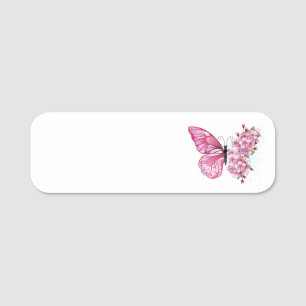 Porte-nom Papillon à fleurs avec Sakura rose