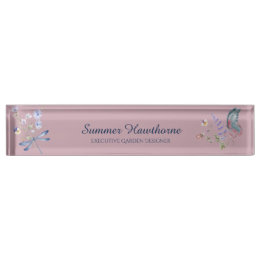 Porte-nom Papillon floral Mauve Rose Botanique Cottage Core