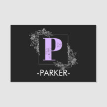 Papillon floral pourpre Monogramme personnalisé -