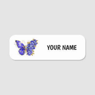Porte-nom Papillon saphir à fleurs