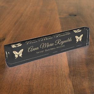 Porte-nom Papillons Gold Professionnel