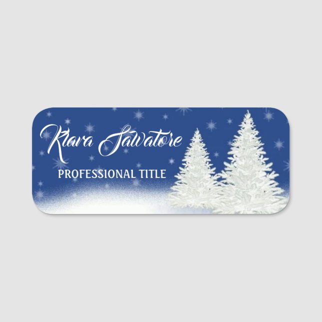 Porte-nom Parfait Beau sapin Bleu Blanc Noël (Devant)