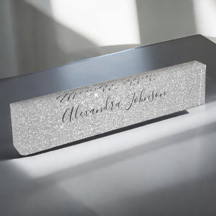 Porte-nom Parties scintillant argent de luxe Sparkle Girl Mo