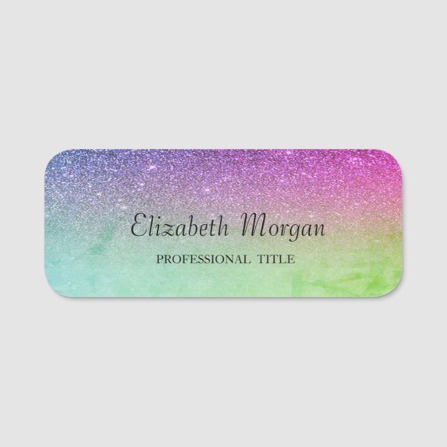 Porte-nom Parties scintillant chic tendance violet vert pour (Devant)